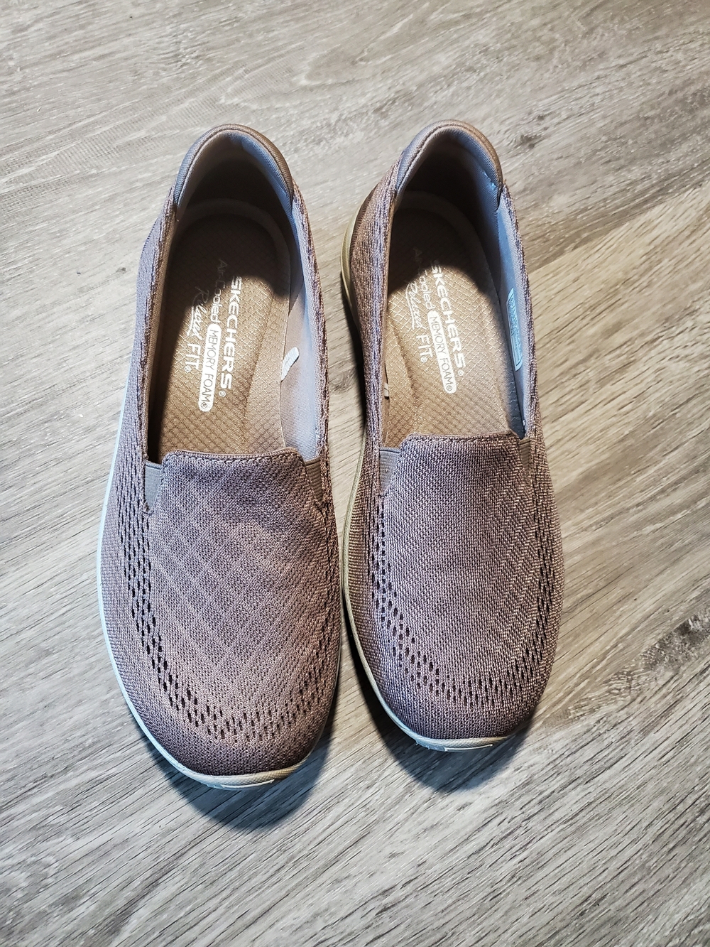 Skechers Women’s Slip-On Knit Loafers in Brown